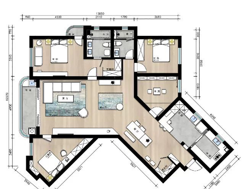 长宁区王子公寓159㎡公寓-现代简约装修效果图